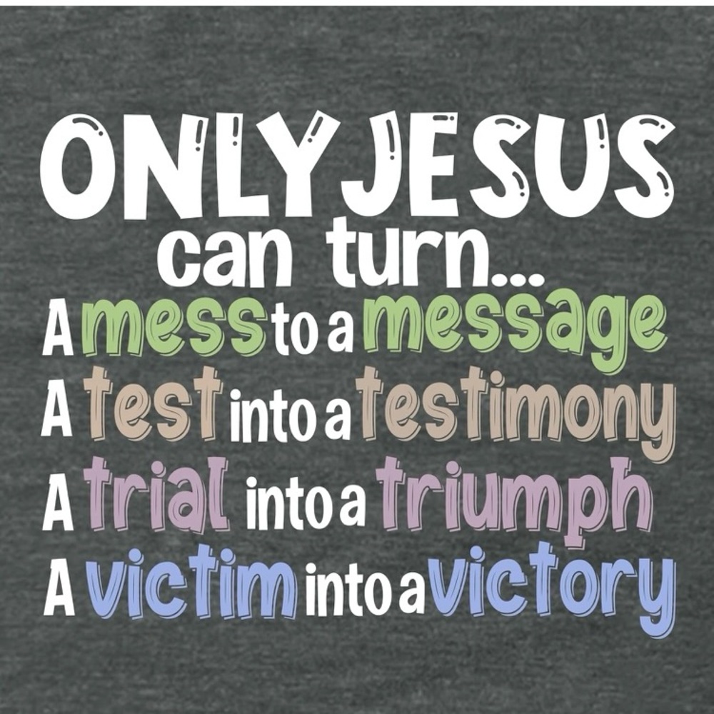 Christian Inspirational Tee Faith and Encouragement Graphic Shirt Black White - Picture 2 of 4